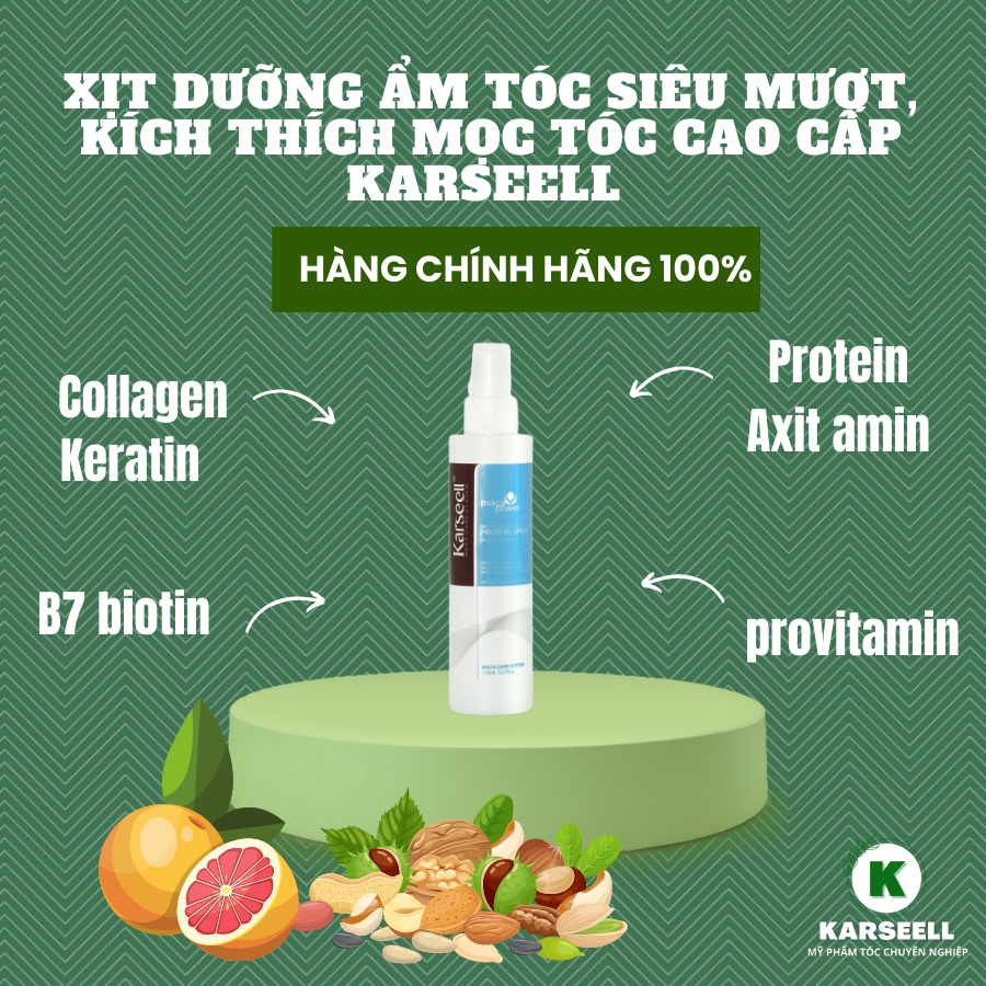 Xịt dưỡng tóc chống cháy gỡ rối tóc Karseell 150ml phục hồi bảo vệ tóc khỏi nhiệt độ và tia uv CHÍNH HÃNG