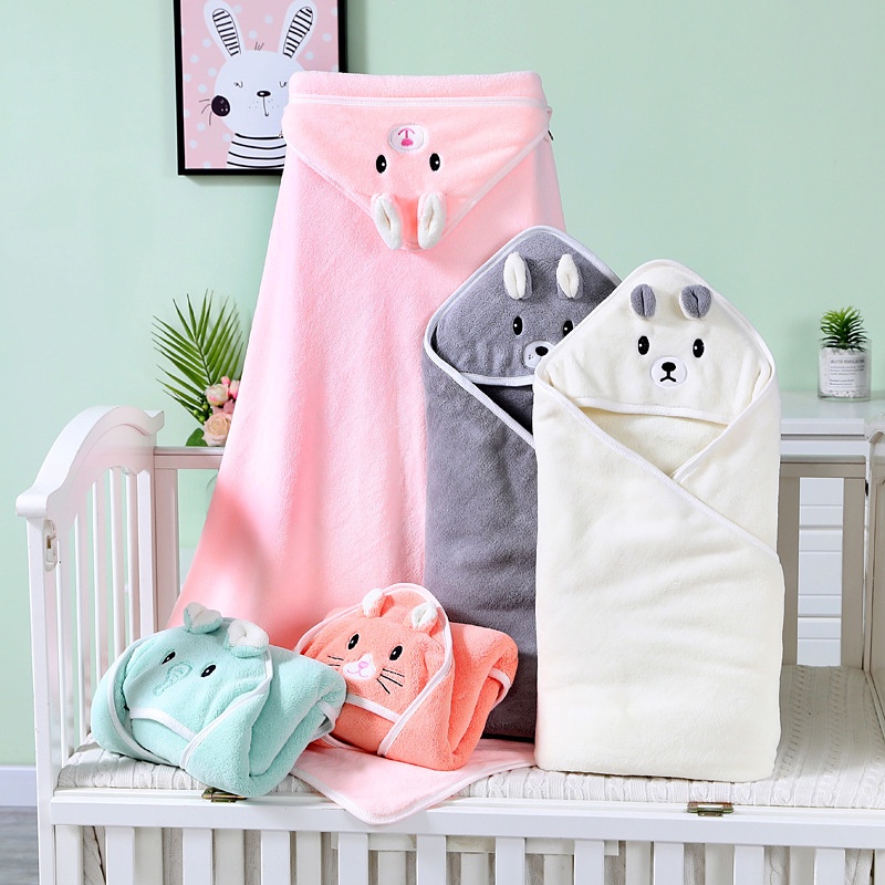 Choàng Ủ Thú⚡️FREE SHIP⚡️Choàng Bế Chăn Ủ Lông Hình Thú Có Mũ Trùm Đầu Cho Bé