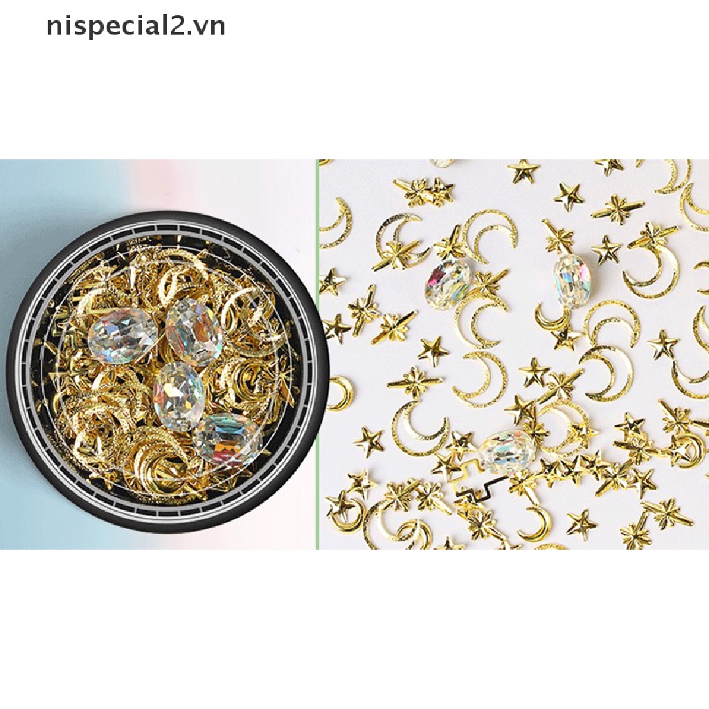 [nispecial2] Hạt Kim Sa Hình Ngôi Sao Mặt Trăng Trang Trí Móng Tay Nghệ Thuật [VN]