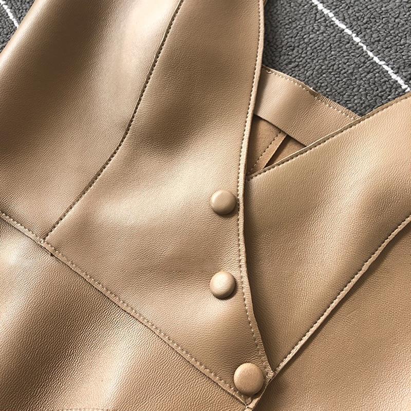 Áo Da PU Không Tay Ôm Dáng Thời Trang Xuân Thu Cá Tính Cho Nữ