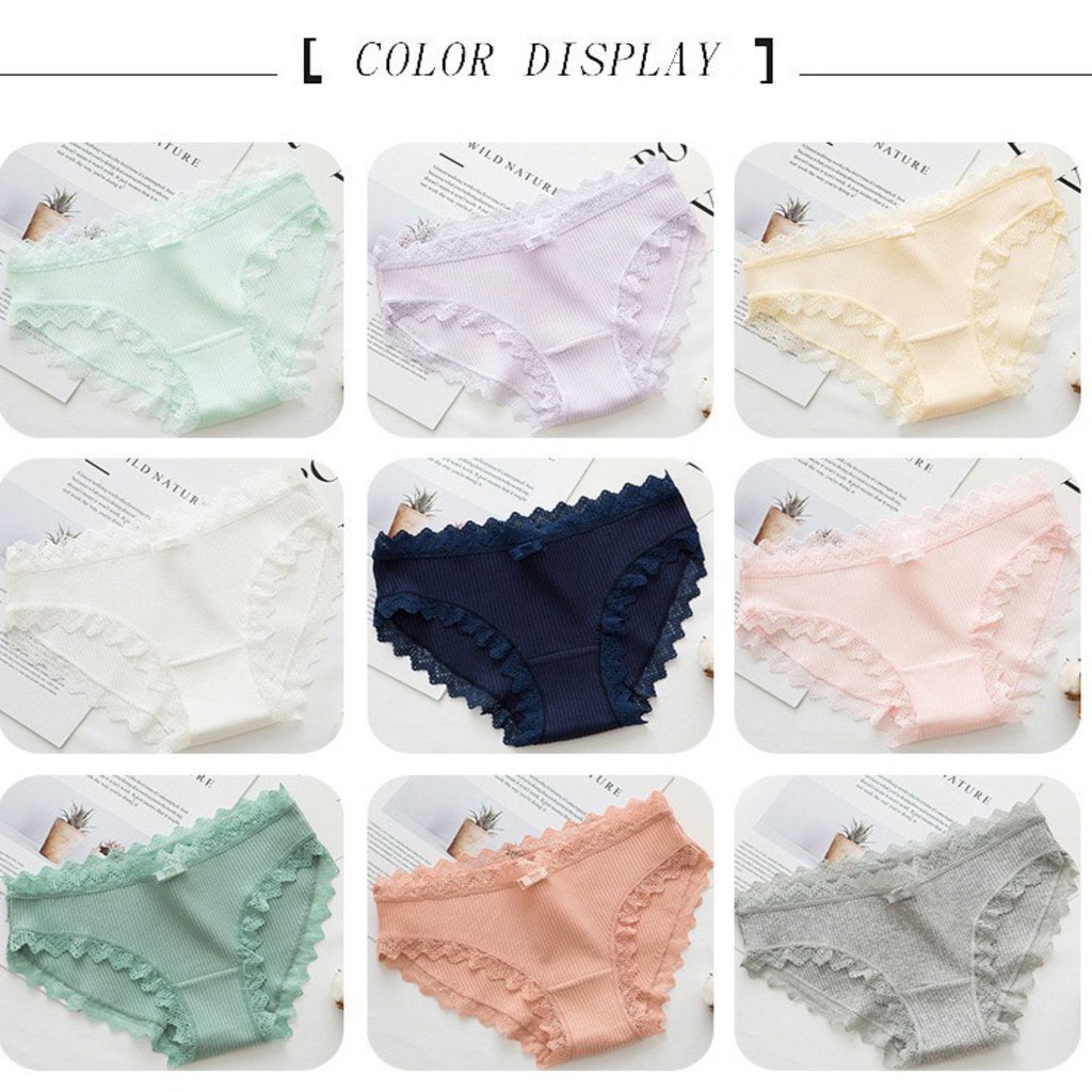 Quần nót nữ cotton viền ren gân tăm KIMCHIBIKINI Lót nữ hoạ tiết sexy xinh đẹp điệu đà dễ thương QL150