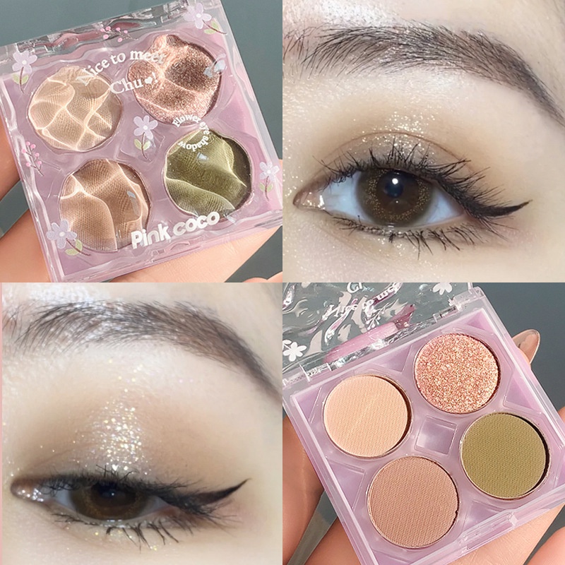 Bảng Phấn Mắt Pink Coco Tông Đất Màu Lì Và Nhũ Ngọc Trai