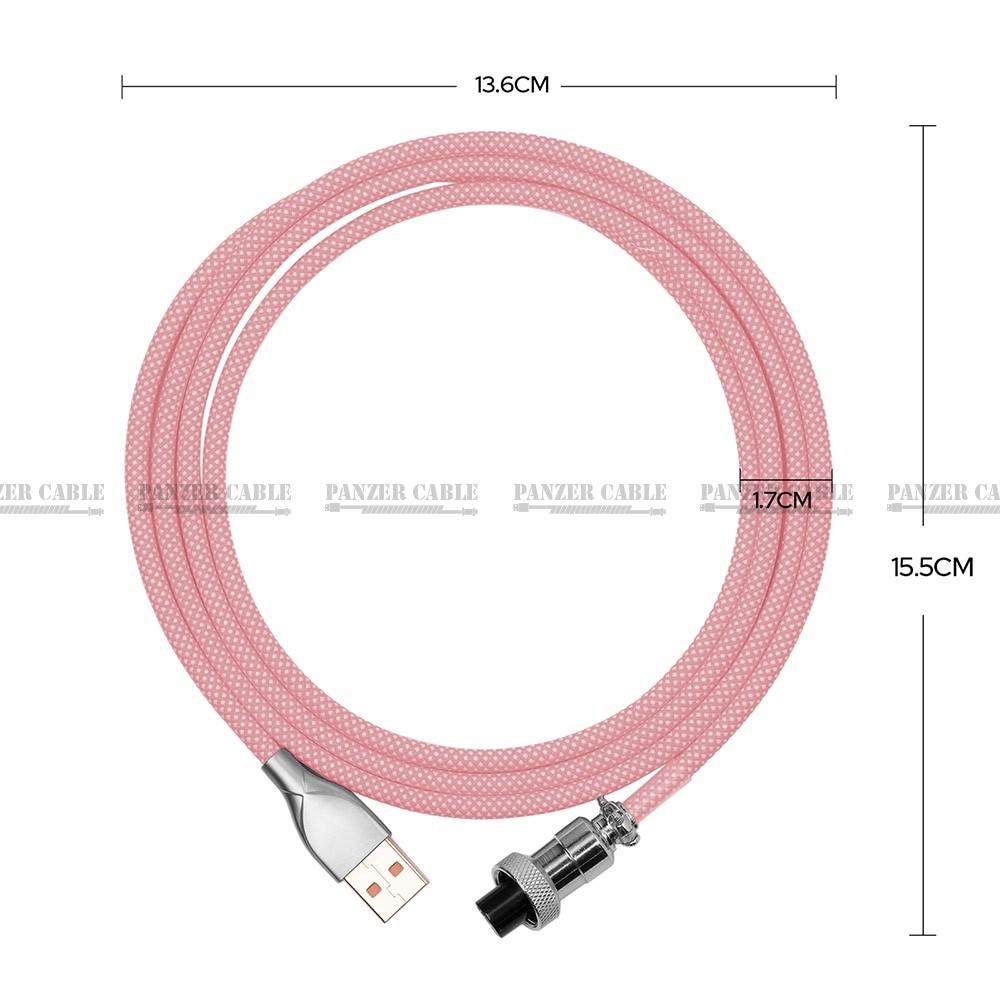 Dây cáp cho bàn phím cơ Type-C hiệu Panzer Cable, dây dù Polyethylene cao cấp, trục nối GX12, đầu cắm USB A kim loại