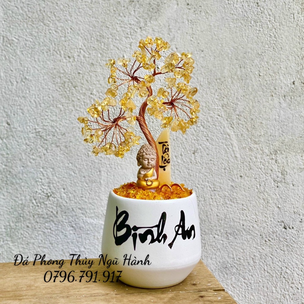 Cây đá phong thủy, cây đá vụn để bàn siêu đẹp - Cao 22cm