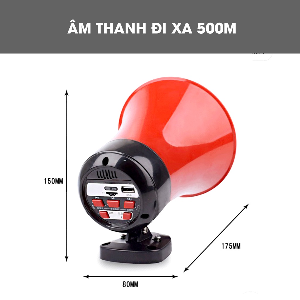 Loa rao hàng phóng thanh công suất lớn 50W chính hãng Sunrise SH-196L MP3 Loa phóng thanh  ghi âm hoạt náo viên