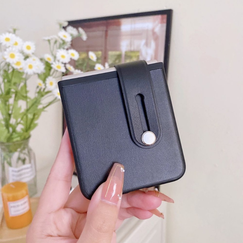 Ốp Điện Thoại Da PU Có Dây Đeo Cổ Tay Làm Vòng Đỡ Thu Gọn Chống Sốc Cho Samsung Galaxy Z Flip 4