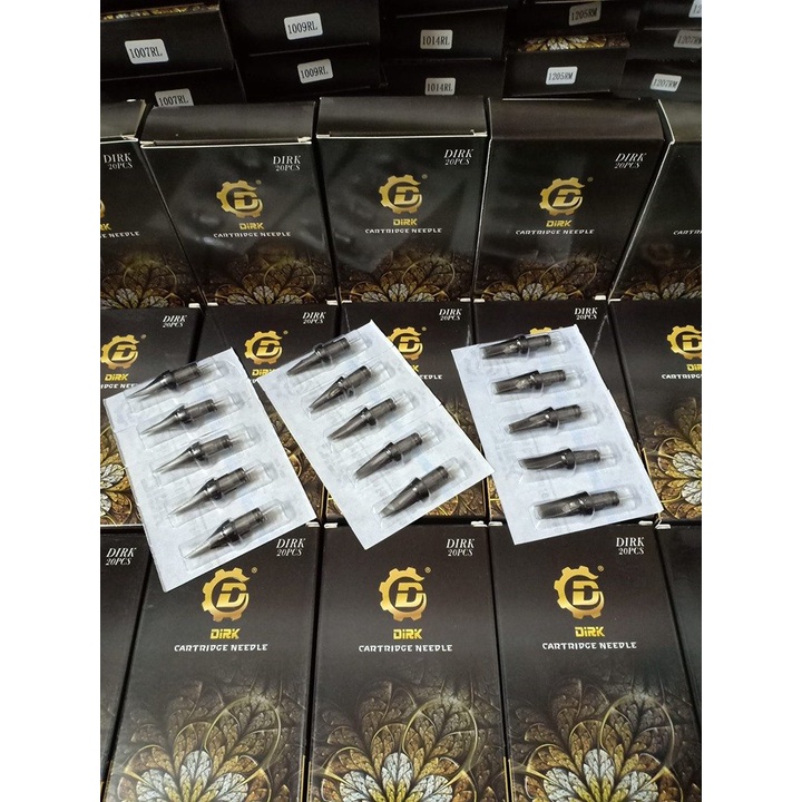 Hộp 20 Kim xăm Dirk Cartridge Needles - Kim phun xăm máy pen phun môi và tattoo siêu nhanh màu bong 