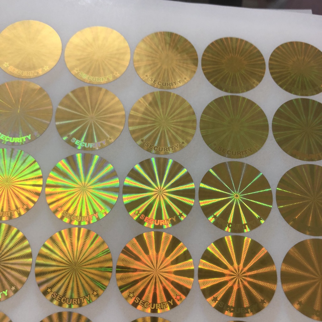 Tem 2.2cm niêm phong chống giả màu vàng hologram tròn combo 1.000c