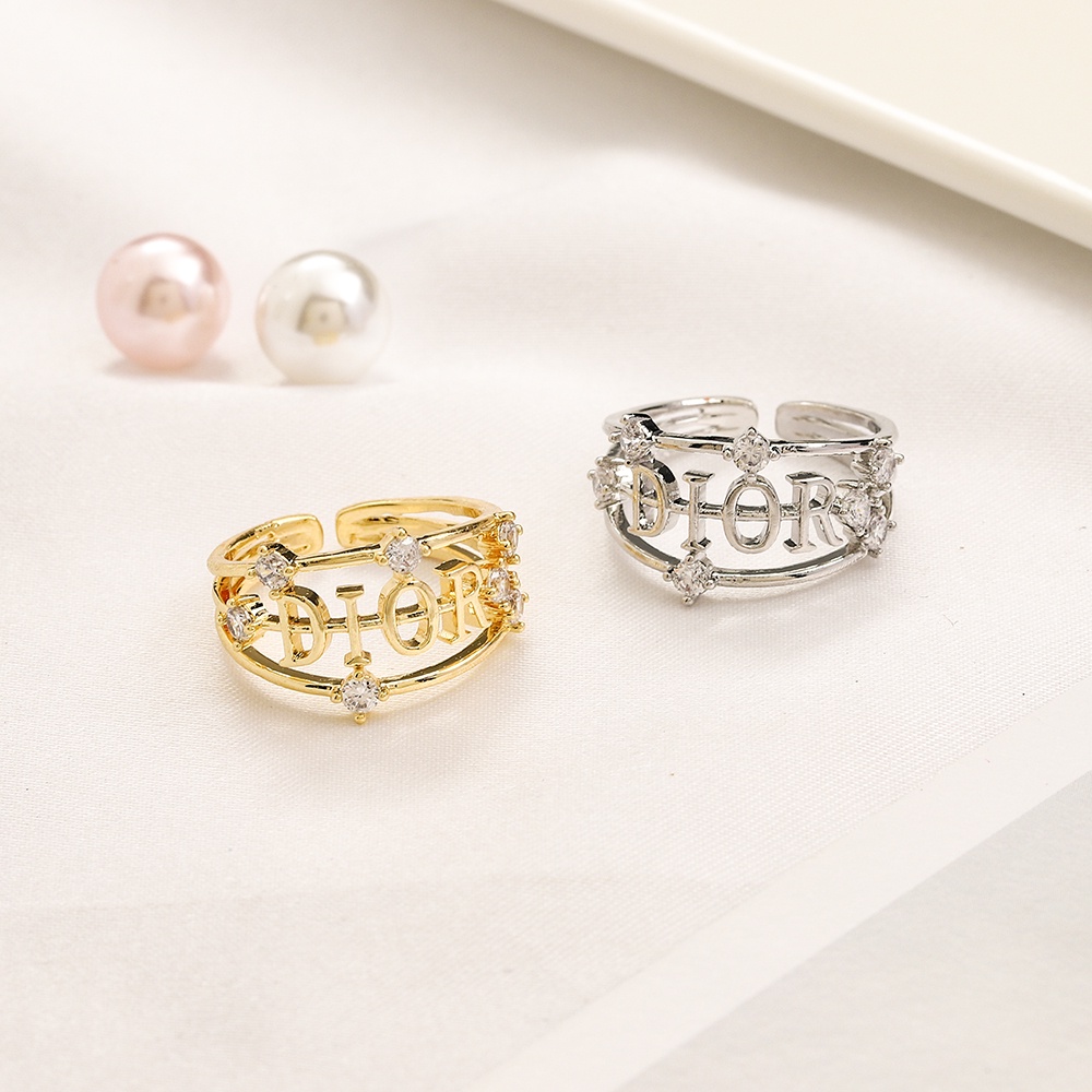 Nhẫn Dior Xi Mạ Vàng / Bạc 926 Có Chữ Phong Cách Hàn Quốc Đơn Giản Cho Nữ
