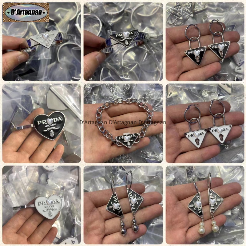 Bộ 2 Kẹp Tóc / Vòng Tay / Dây Chuyền / Bông Tai Hình Trái Tim Tráng Men / Tam Giác / Kim Bạc 925 Bằng PP Kiểu Hàn Quốc Chất Lượng Cao 10% Thời Trang Mới Bộ Dụng Cụ Đan Len Chuyên Dụng Chất Lượng Cao