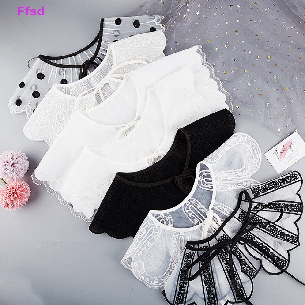 Luimo Áo Sơ Mi Cổ Búp Bê Phối Ren Hở Vai Giả Đám Mây Có Thể Tháo Rời Bán Chạy Cho Nữ