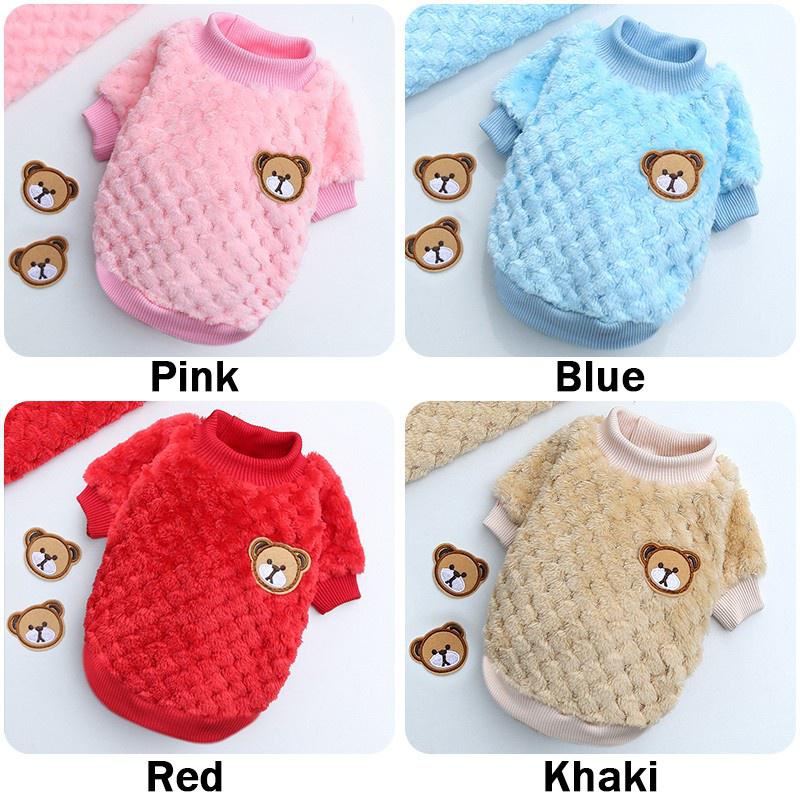 Áo Sweater Vải Lông Cừu San Hô Thêu Hình Gấu Dễ Thương Thời Trang Thu Đông Cho Thú Cưng