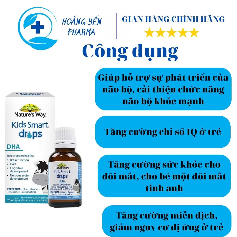 DHA Úc Nature’s way Kids Smart drops dạng nhỏ giọt 20ml giúp bé phát triển não bộ,tăng cường thị lực-Hoàng Yến Pharma