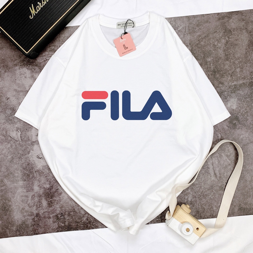Áo thun nam nữ unisex áo phông vải cotton thoáng mát cổ tròn in chữ Fila - shop.lucas