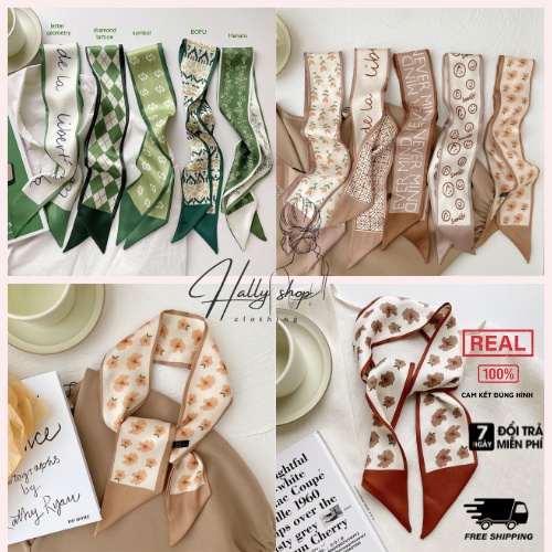 Khăn quàng cổ nữ khăn lụa quàng cổ đa năng màu sắc thời trang Hot trend