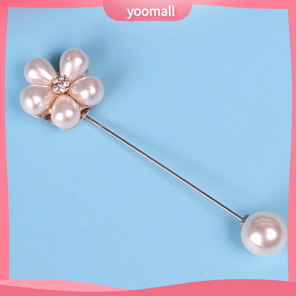 Ghim Cài Áo Hình Bông Hoa Đính Ngọc Trai Giả Thanh Lịch Dành Cho Nữ