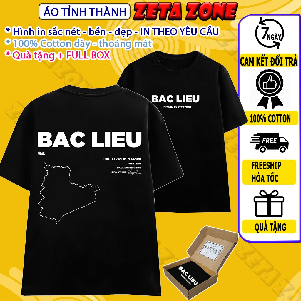 Áo 63 tỉnh thành áo thun Bạc Liêu from rộng nam nữ unisex freesize tay lỡ 100% cotton cá tính mạnh mẽ streetwear Zeta