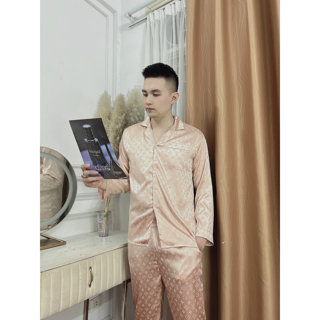 Bộ đồ ngủ nam Pijama lụa cao cấp mềm mịn,thoáng mát với thiết kế tinh tế, đường may tỉ mỉ LV15 - Beemanor
