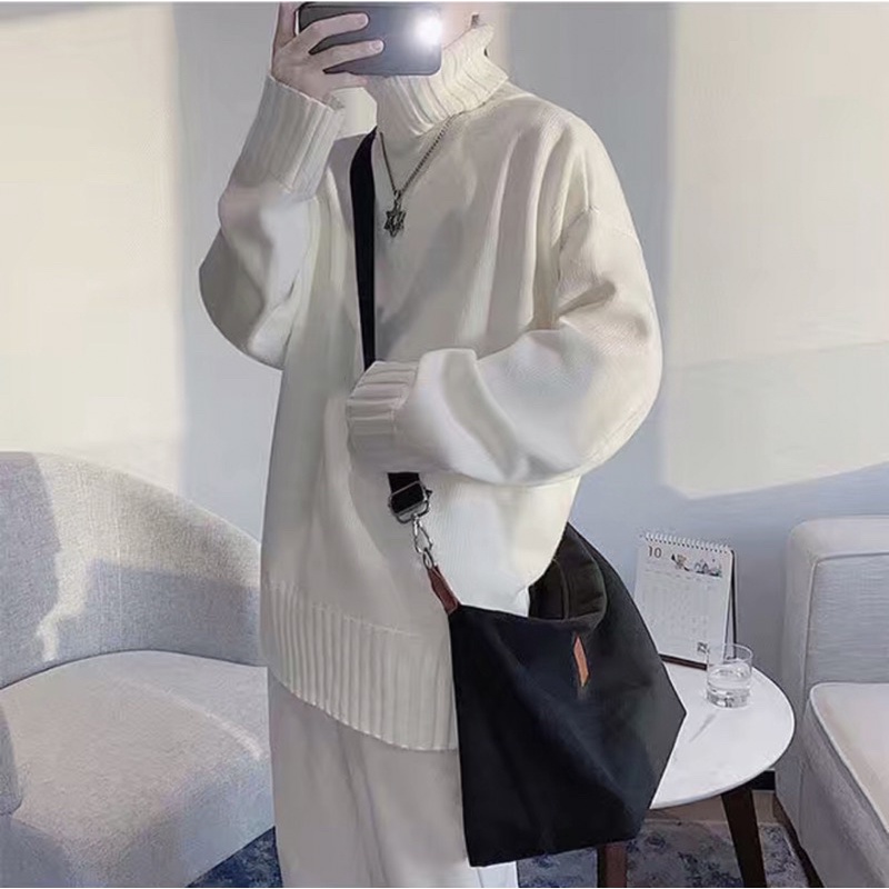Áo Len Trơn Cổ Cao Unisex