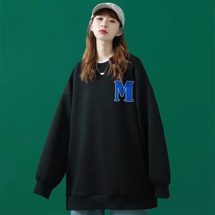 IELGY    Áo Sweater Cổ Tròn Dáng Rộng Phong Cách Hàn Quốc Thời Trang Cho Nữ