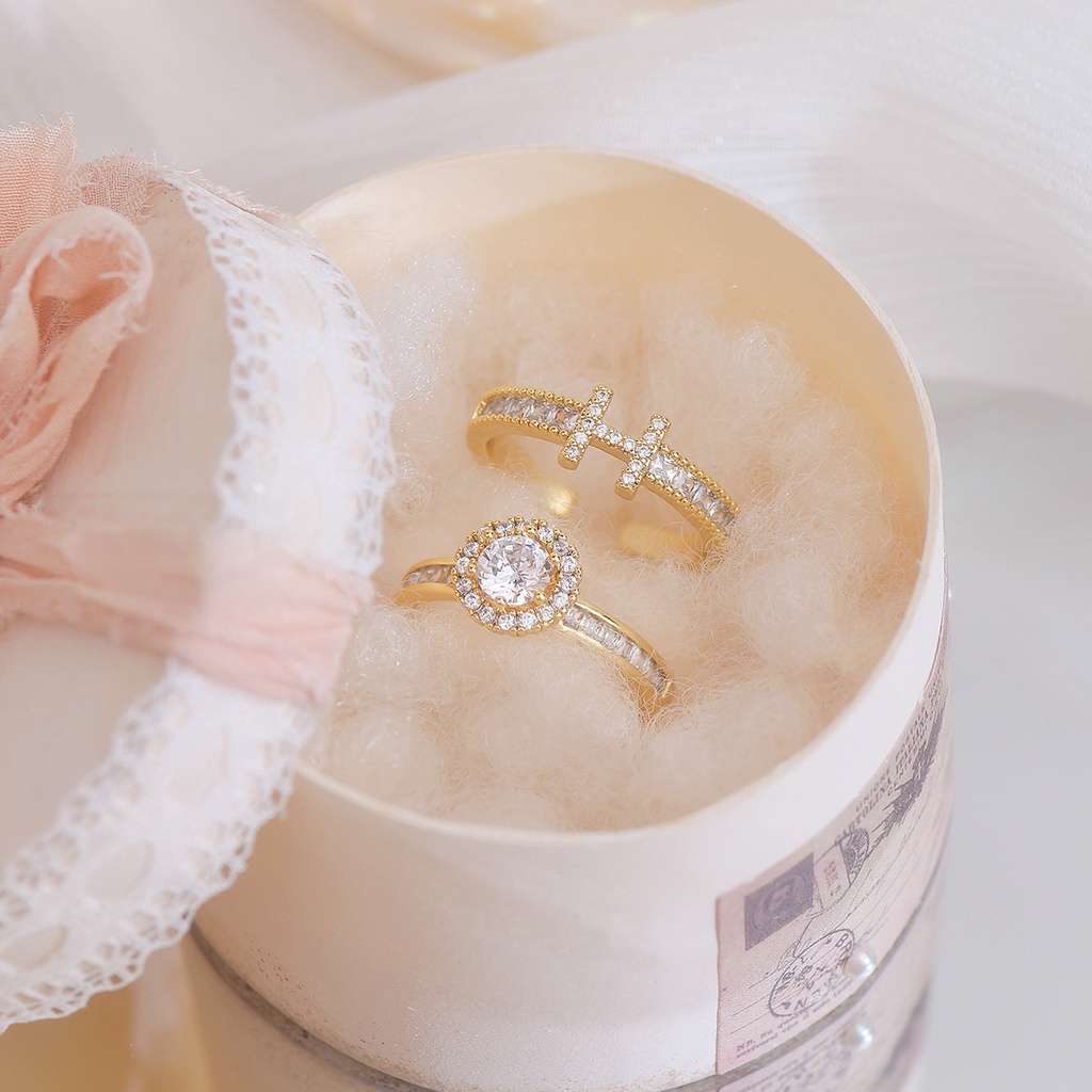 Nhẫn Hở Mạ Vàng 18K Đính Đá Zircon Sang Trọng