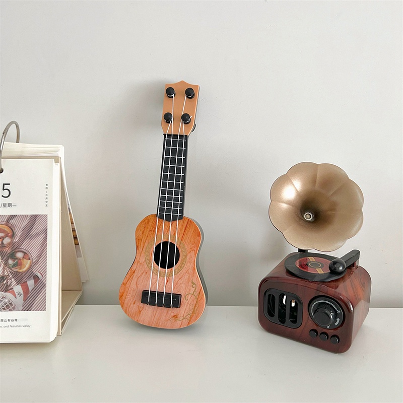 Đồ Chơi Mô Hình Đàn Ukulele Mini Để Bàn Trang Trí Cho Bé