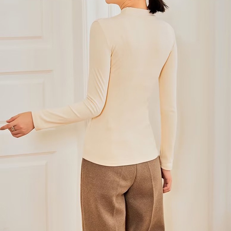 IELGY    Áo Thun Mỏng Tay Dài Cổ Lọ Ôm Dáng Thời Trang Cho Nữ