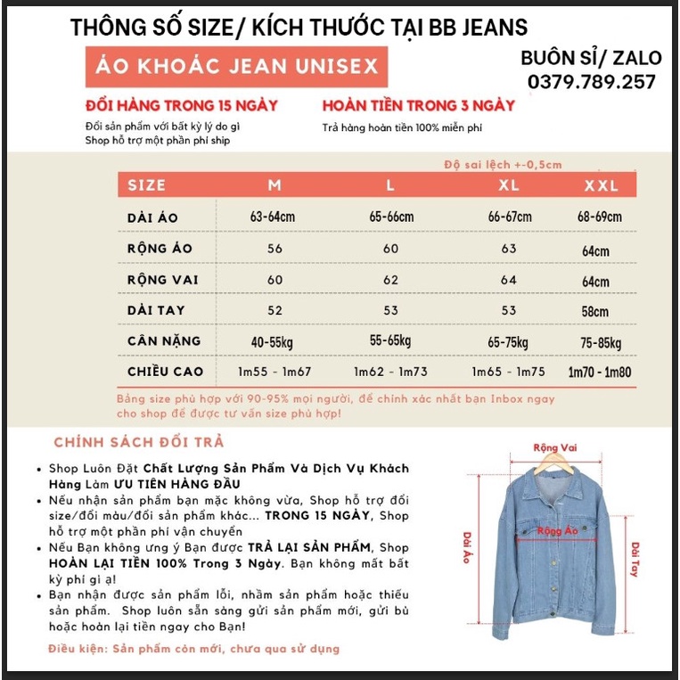 [Hot hit] Áo khoác jean đen nam form dài - form đứng áo jean đen thêu HH cực đỉnh cho các quý anh đích thực size 40-78kg