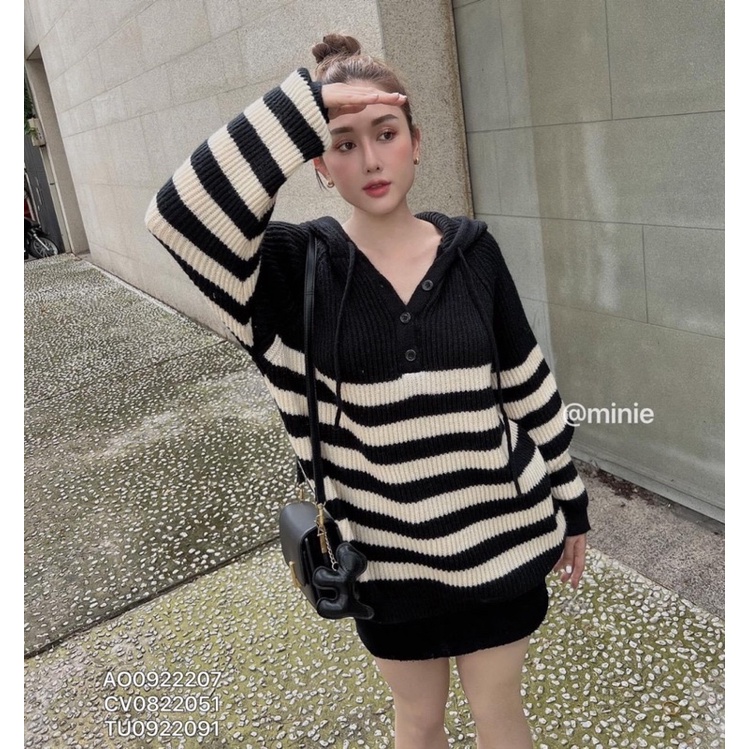 💥sỉ💥áo len kẻ mũ-có khoá cho con ti