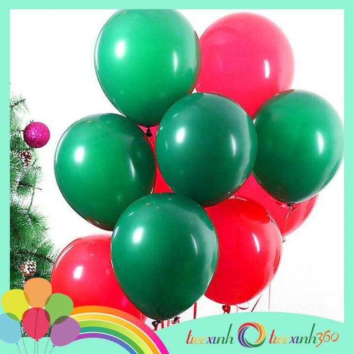 20 Bong bóng tông màu đỏ và xanh chủ đề Noel