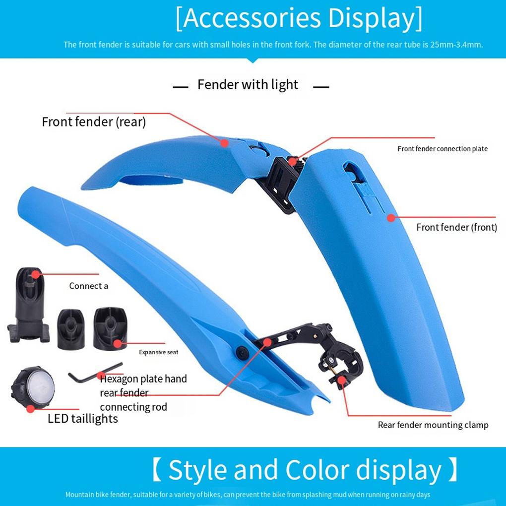 Set 2 Tấm Chắn Bùn Xe Đạp Kèm Đèn Tiện Dụng