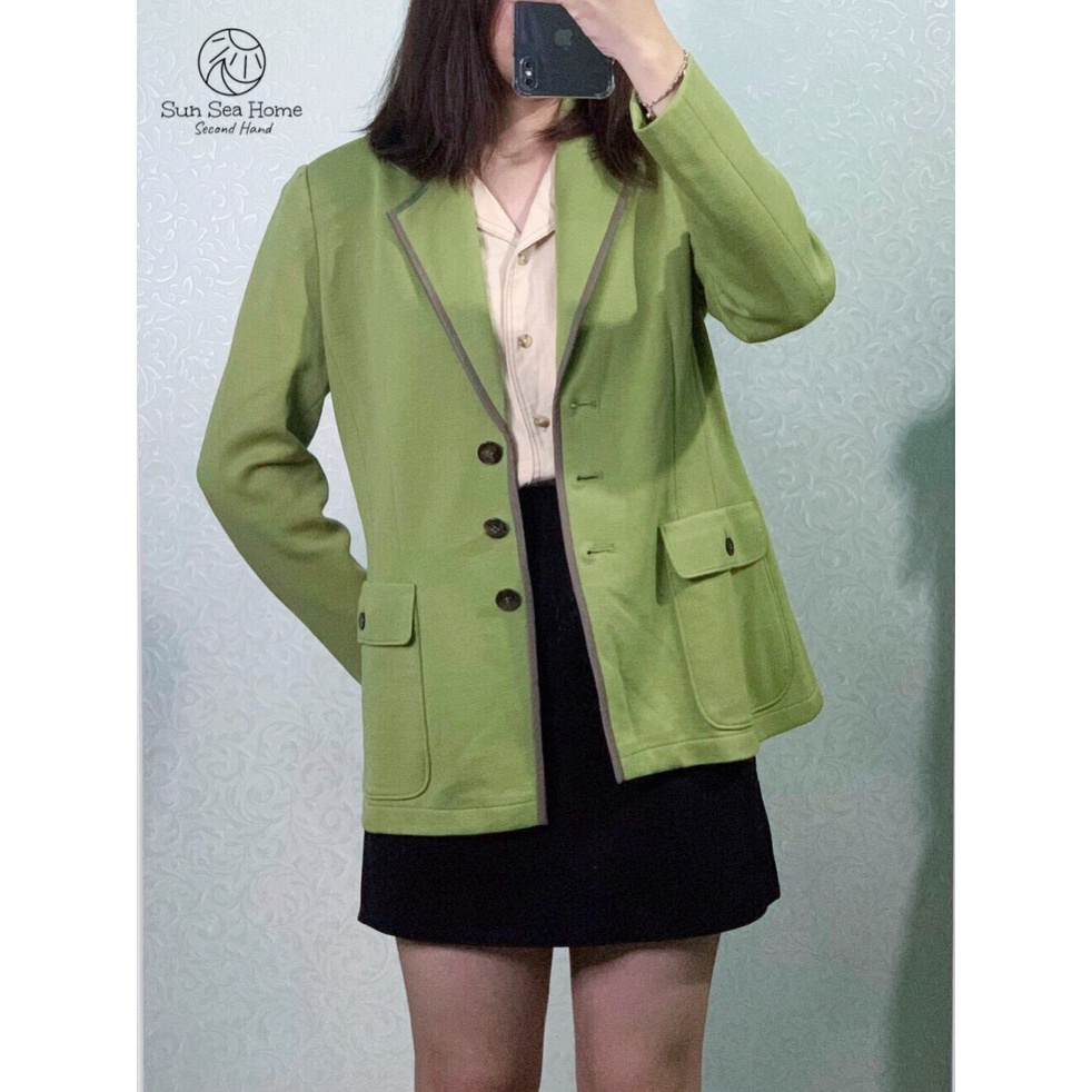 Áo khoác blazer xanh bơ vintage secondhand SS2408