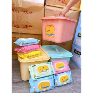 Thùng nhựa việt nhật -10 bịch khăn ướt vịt vàng phú đạt