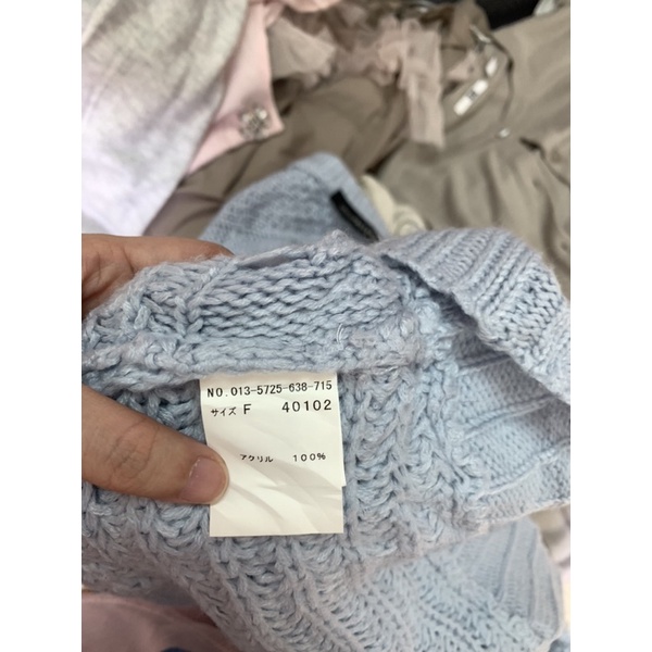 Min2handshop Áo len xanh baby blue tua rua nhật free sz