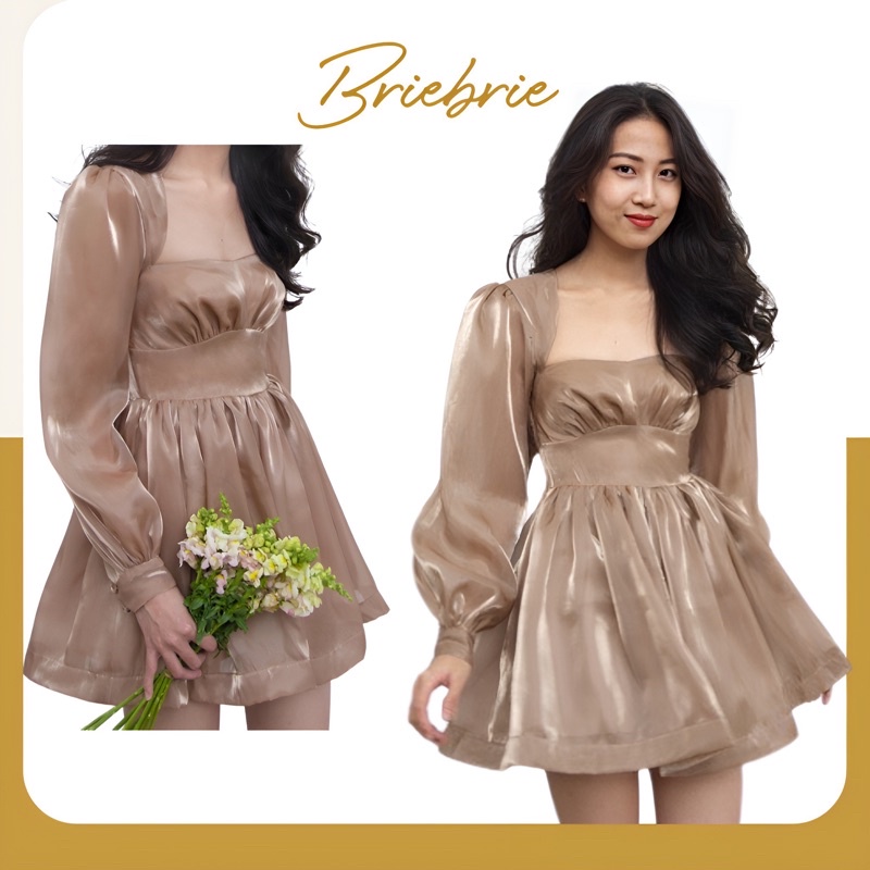 259 - Đầm tơ orgauza tay phồng TRÂM ANH BOUTIQUE