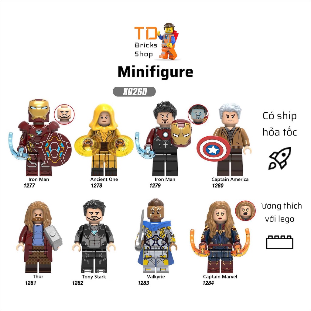 Minifigures, đồ chơi lắp ráp nhân vật siêu anh hùng Marvel, Ancient One, Valkyrie, hàng mới 100%, XINH X0260