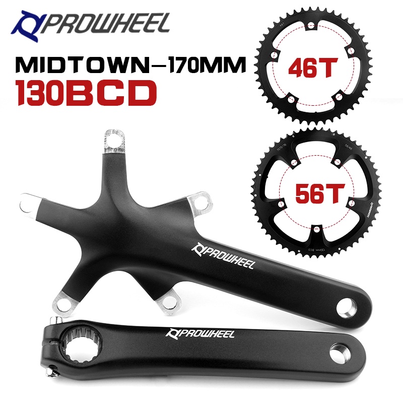 Prowheel Xe Đạp 170 Mm Crankset 130BCD 46T 56T Chainring Đĩa Đơn Cho Xe Đạp Gấp Crankarm Trọng Lượng