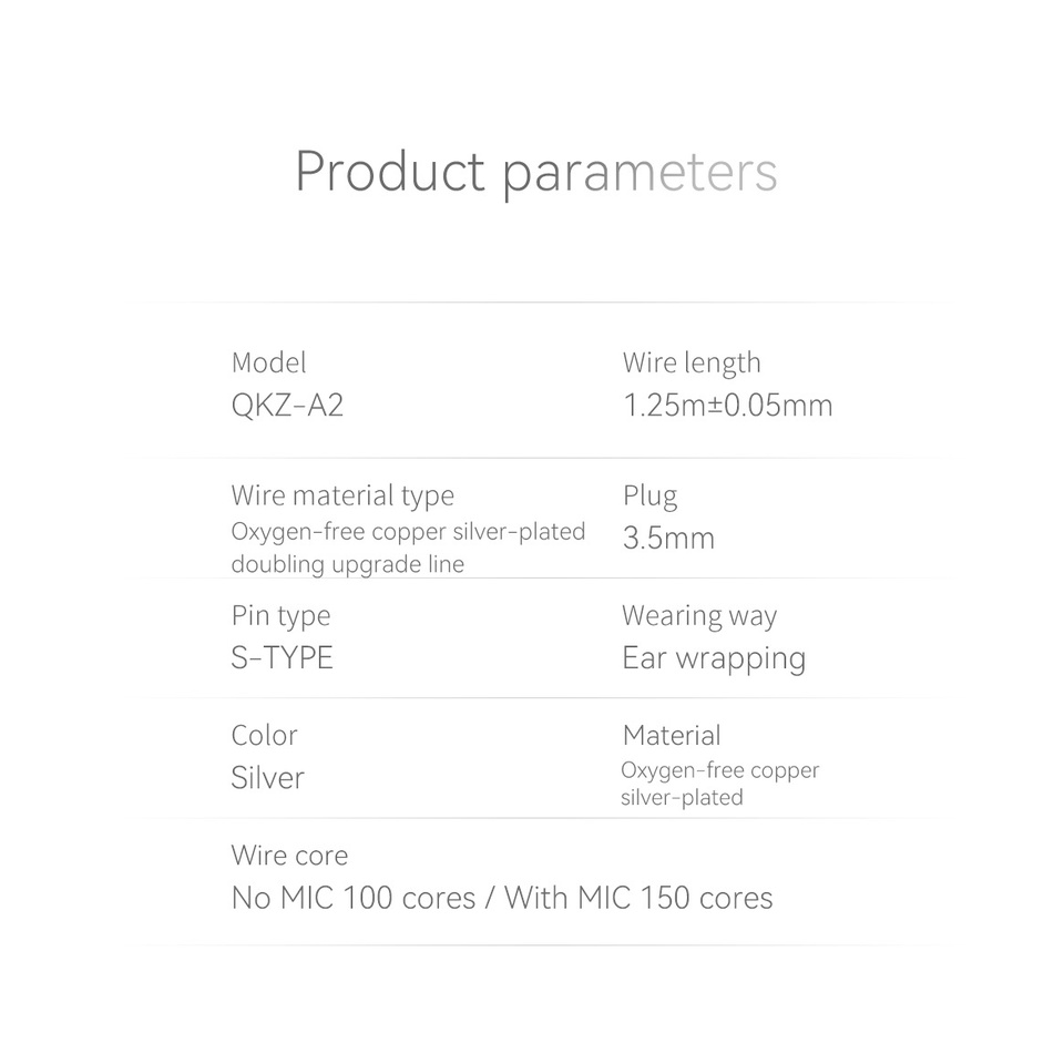 Dây Cáp Tai Nghe Mạ Bạc QKZ A2 2 Pin 0.75MM Cho KZ ZEX ZSN ZS10 Pro X