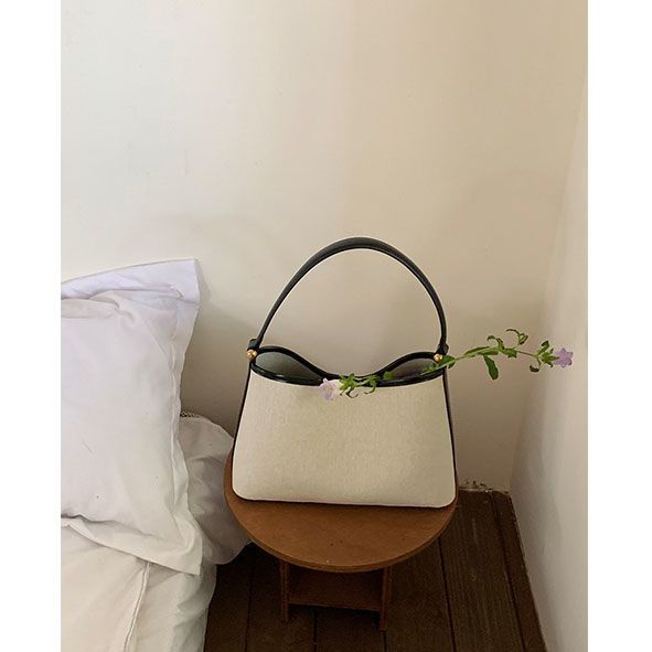 Whiterm Túi Xách Canvas Họa Tiết Xương Cá Phong Cách Hàn Quốc Cho Nữ