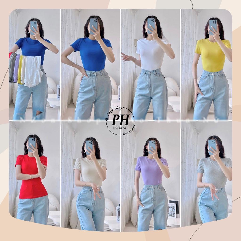 Áo thun nữ trơn cổ tròn nhiều màu basic phong cách cá tính