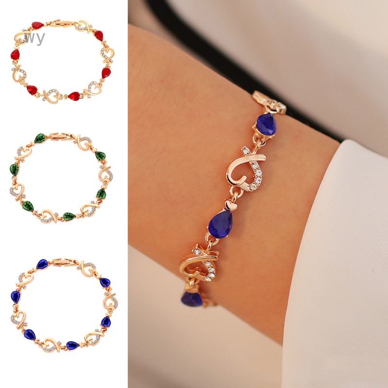 Vòng Tay Mắt Xích Nối Đính Đá Zircon Hình Trái Tim Có Thể Điều Chỉnh Cho Nữ