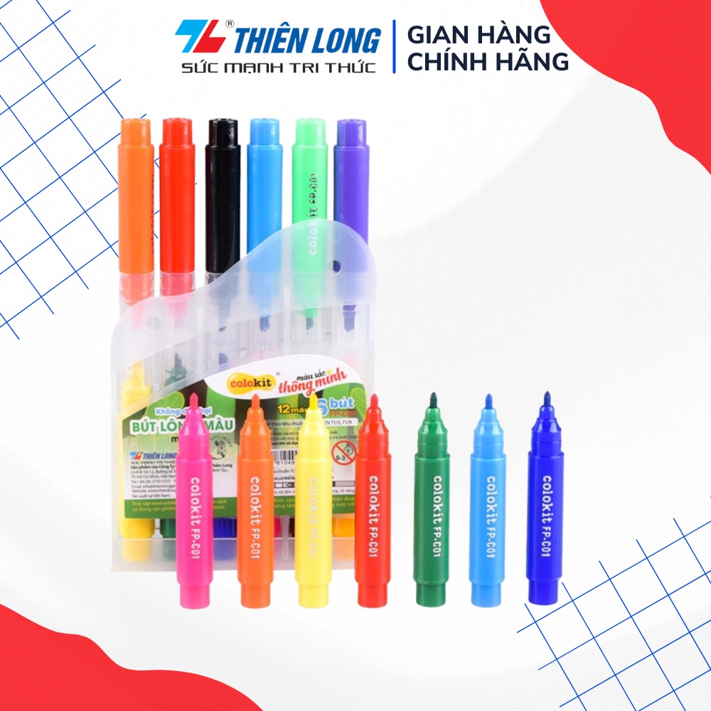 Bút lông 2 đầu Colokit FP-C01 chính hãng vỉ 6 cái