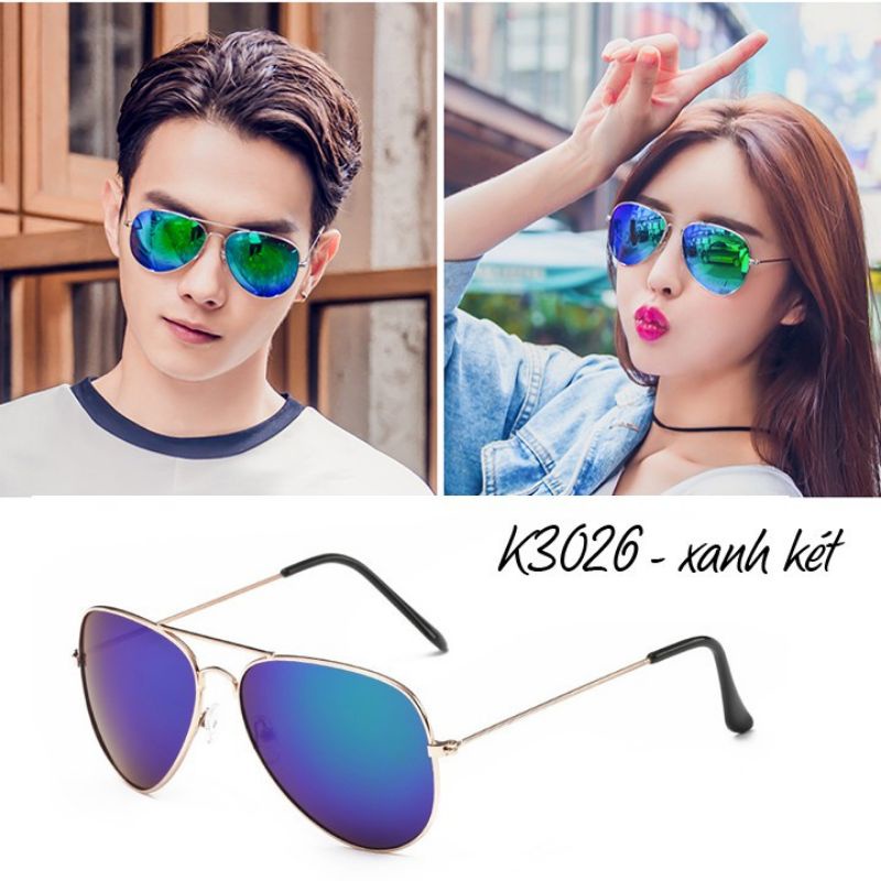 Kính Mát Nam Nữ Tráng Gương Gọng Kim Loại Cổ Điển Thời Trang Hàn Quốc