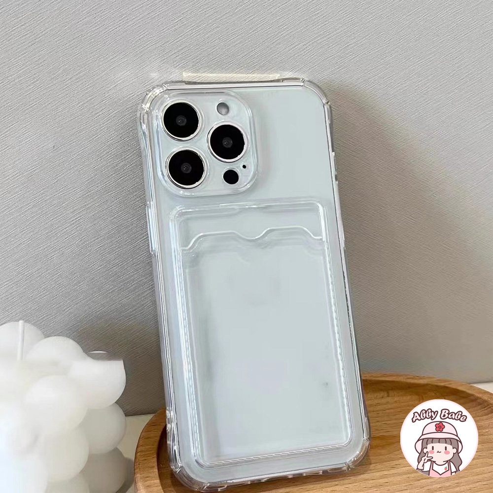 Ốp Điện Thoại TPU Mềm Mỏng Trong Suốt Có Ngăn Đựng Thẻ Chống Nước Cho IP 14 13 12 11 Pro Max X XS