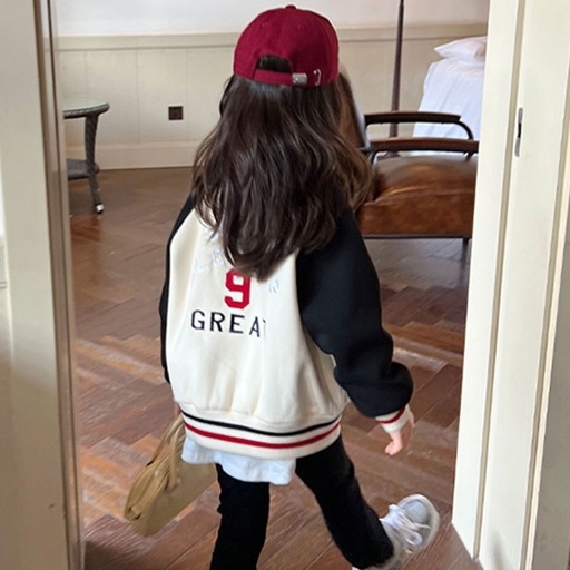 Áo Khoác Bóng Chày Lót Nhung Dày Dặn Màu Sắc Tương Phản Thời Trang Thu Đông 2022 Cho Bé Gái 3-14 Tuổi