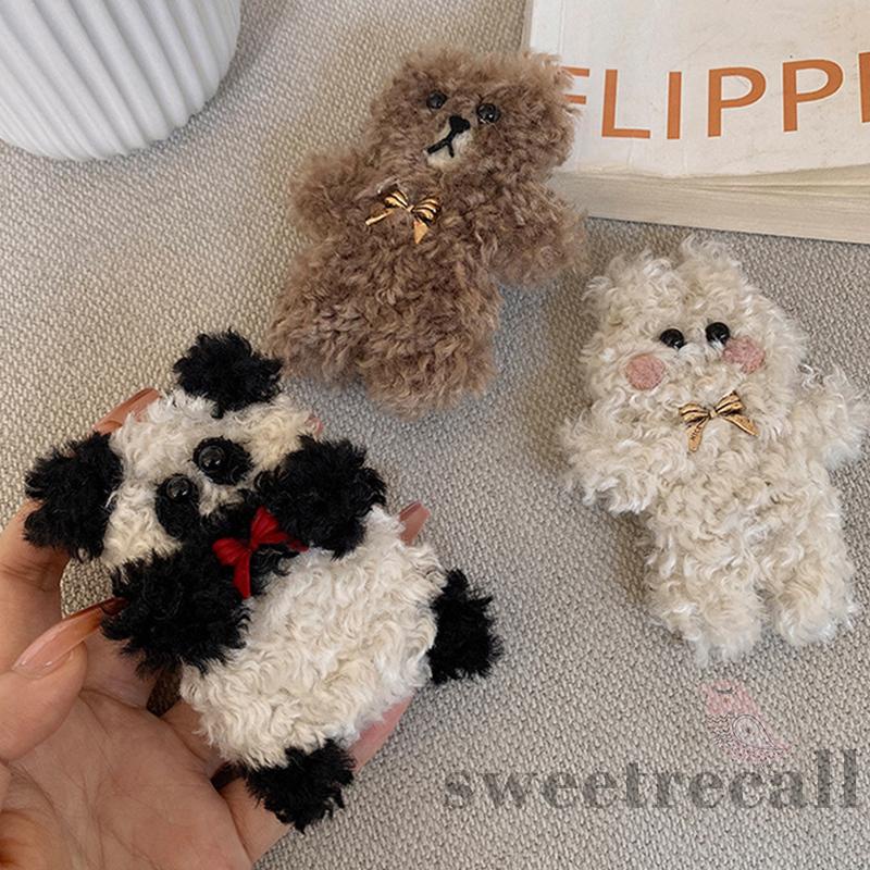Kẹp Tóc Hình Gấu / Thỏ / Mèo Hoạt Hình Bằng Lông Nhung Dễ Thương Xinh Xắn