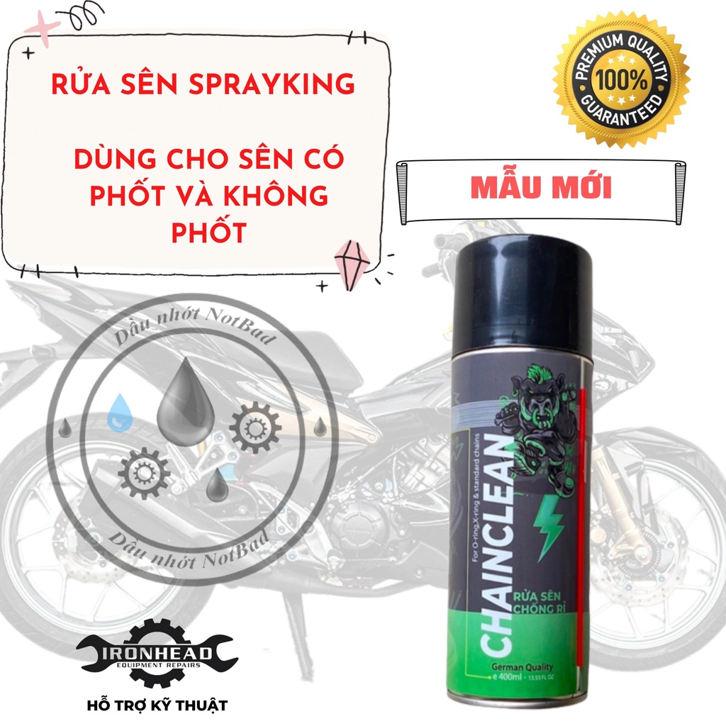 Chai xịt vệ sinh sên, xích, bảo dưỡng, bôi trơn sên SPRAYKING dùng cho xe máy, xe mô tô sên phốt cao su sên