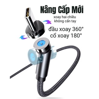  Cáp sạc nam châm 3 đầu sạc IP   Micro USB   Type-C xoay 360 độ dây dù chống rối lõi dây đồng siêu bền bỉ 