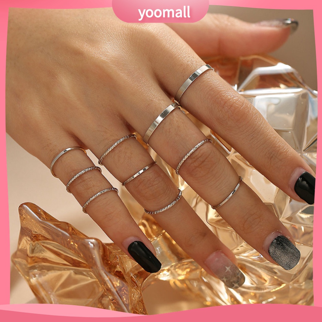 (Yoomall) Set 10 Nhẫn Xỏ Ngón Màu Sắc Tinh Khiết Nhẹ Nhàng Dễ Phối Đồ Cho Nam Và Nữ