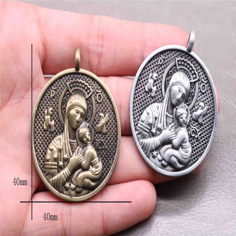1 Mặt Dây Chuyền Hình Ông Già Noel Ana Madonna Medal Saint Anna Juvenile Christ Medal Bằng Đồng Cổ Điển